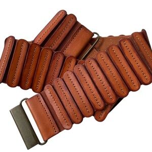 Anthropologie Wide Leather Belt Modern Statement Luxury Kat Santiago Brown